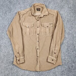 Civilianaire Utility Shirt Mens Small Brown Corduroy Long Sleeve Made In USA